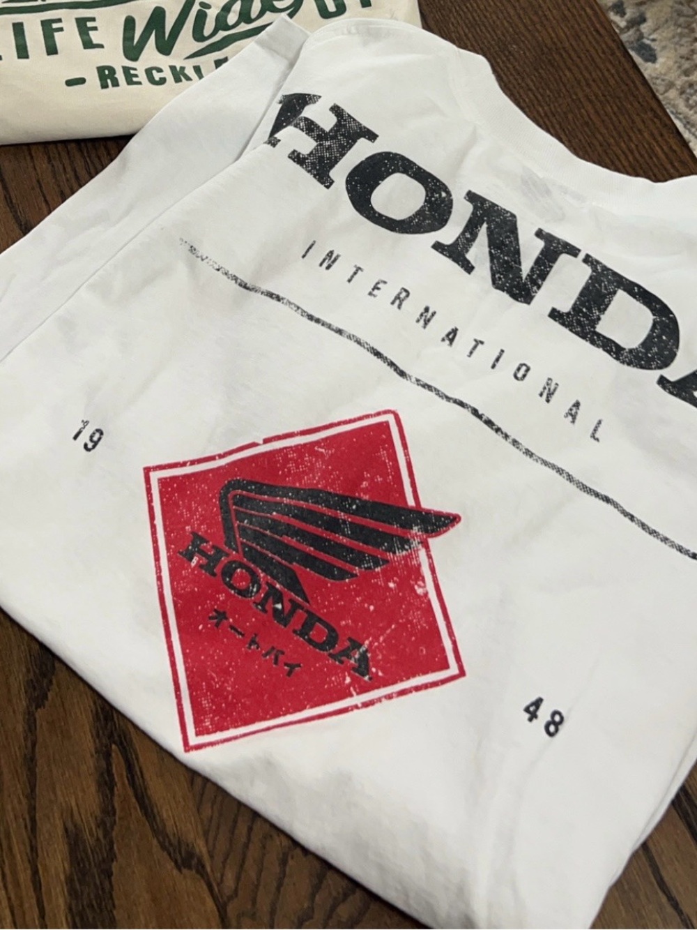 Buckle White Honda Graphic Short Sleeve Tee with Red Accent